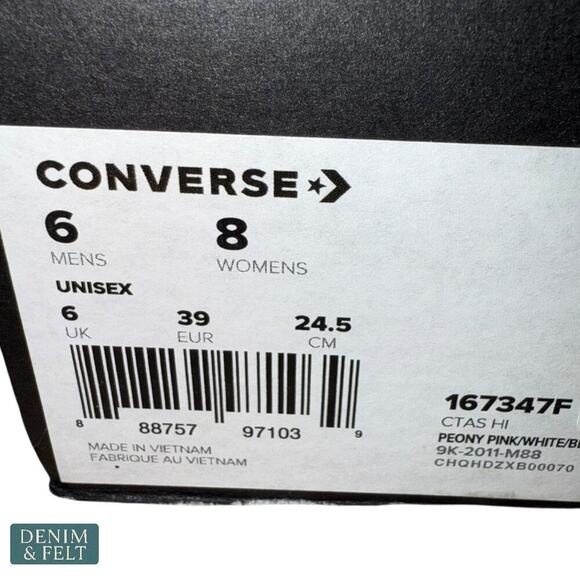 Converse Chuck Taylor All Star Hi Pink White Heart Print Sneakers Women’s 8 NEW - Picture 12 of 12